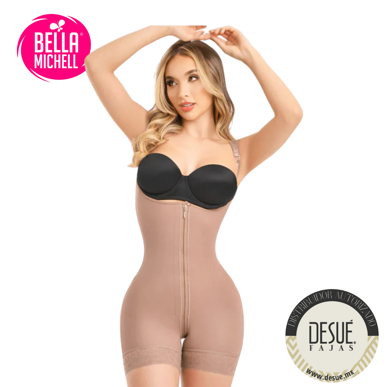 Faja Short Costillera 7 Varillas con Cierre Realce Ultra Secret Bella Michell FS8166